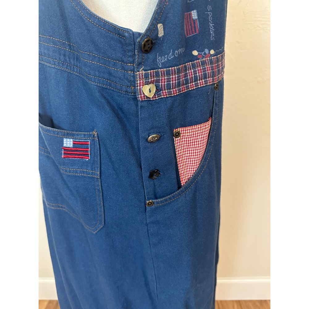 Vintage Koret City Overall Dress Size 12 Maxi 4th of July USA Watermelon Teacher - Picture 3 of 14